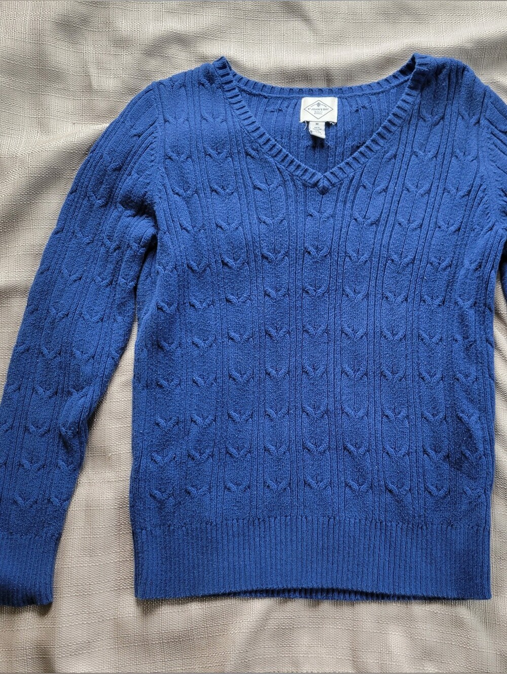 St. John's Bay Royal Blue Cable-Knit V-Neck Sweater